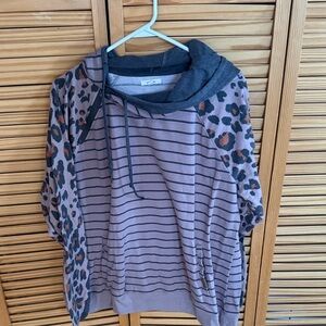 Maurices Gray and Brown Striped Hoodie